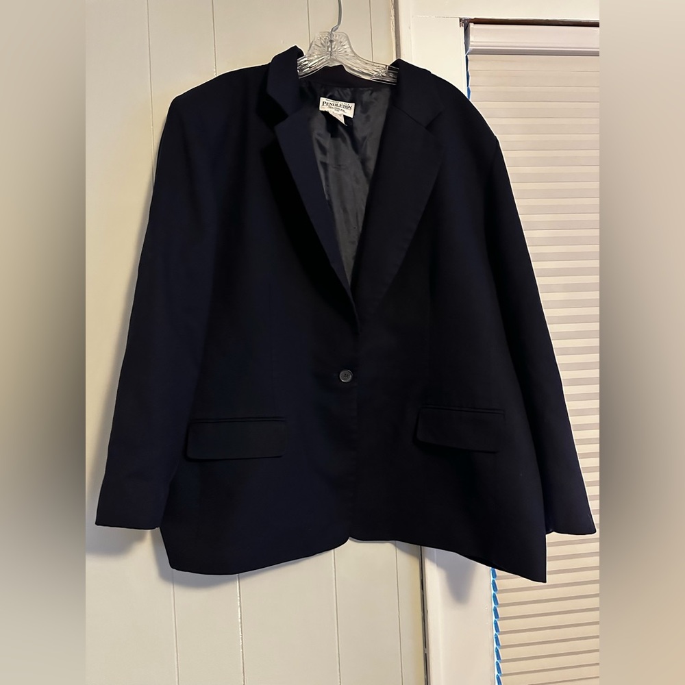 Pendleton 100% Wool Navy Blazer Jacket Plus Size … - image 2